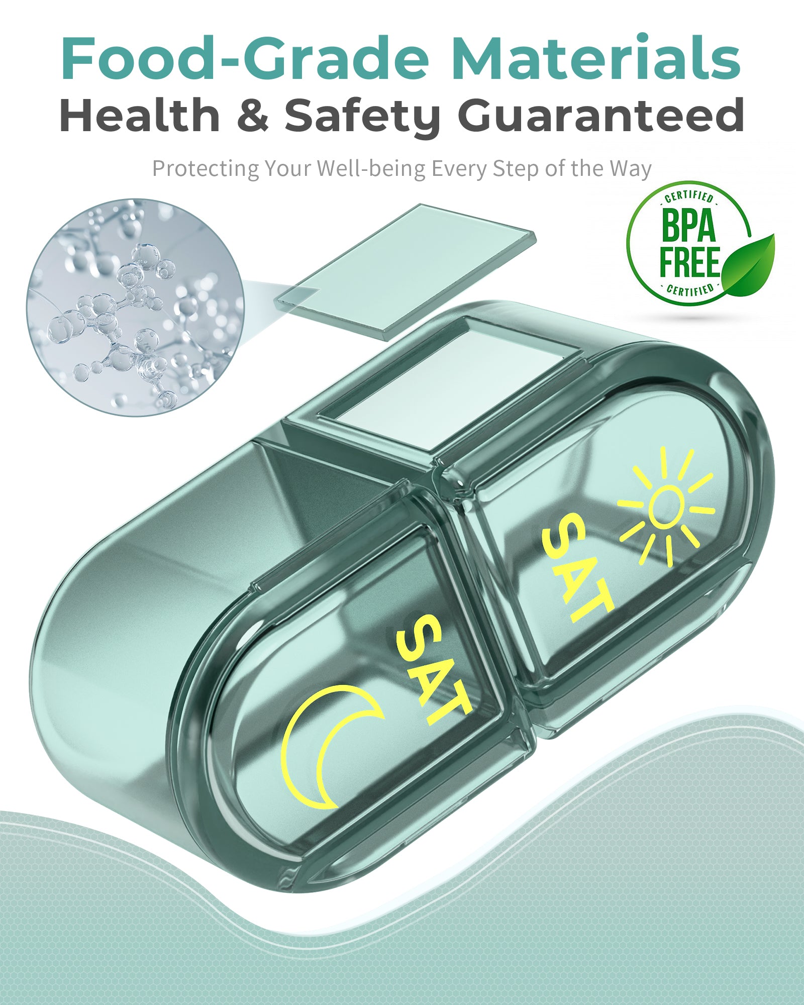 Pillex Pill Organizer 2 Times a Day, AM PM Pill Box 7 Day, Weekly Medicine Organizer with Large Capacity, Travel Pill Case for Medication, Vitamins, Fish Oils, Supplements (Easy to Use, Portable)