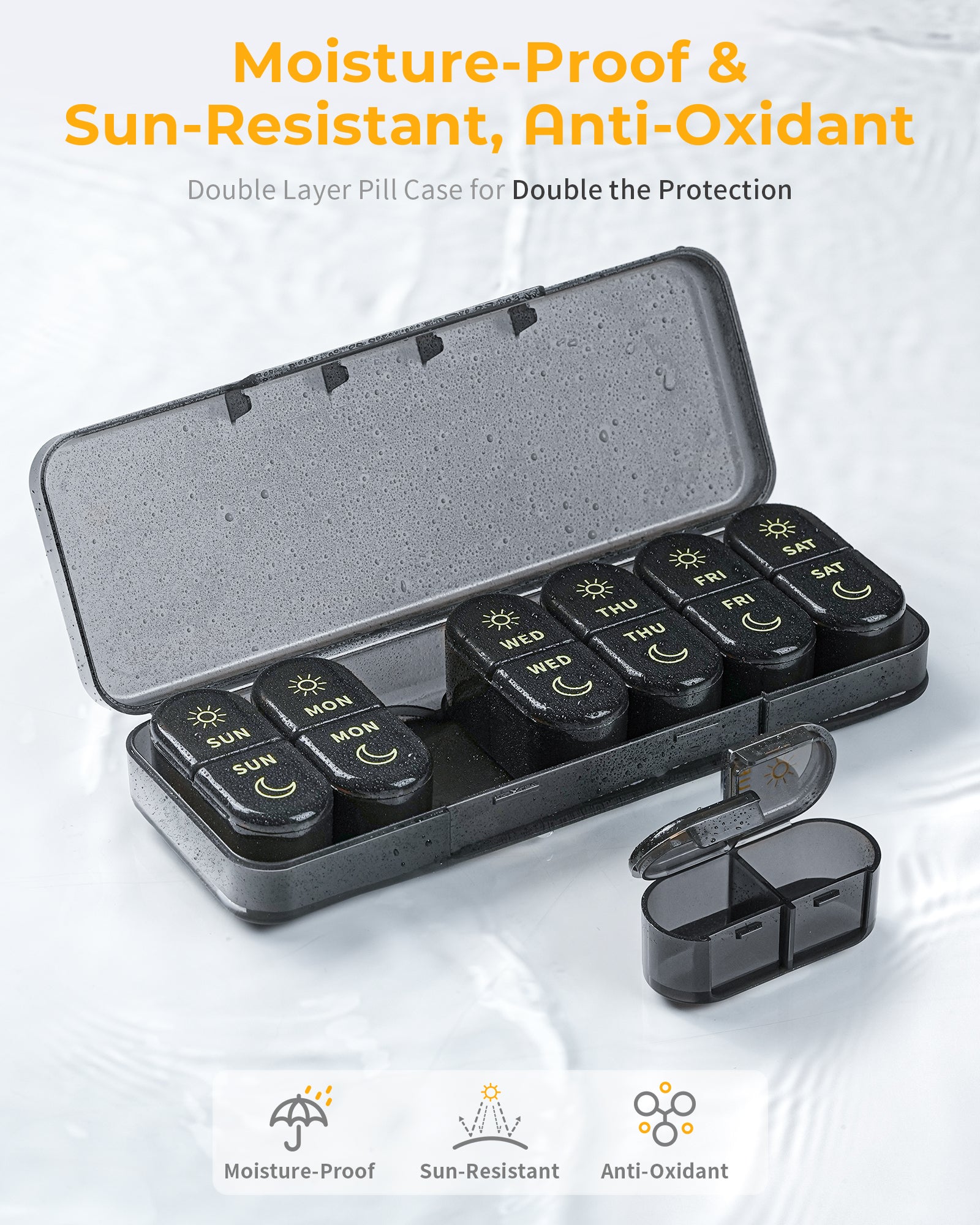 Pillex AM & PM Pill Organizer 7 Days, Weekly Pill Case 2 Times a Day, Pill Box 7 Day, Medicine Pill Organizer for Travel, Vitamins, Fish Oils, Supplements