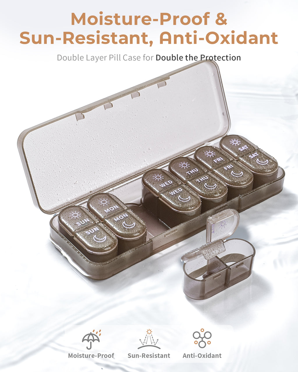 Pillex Weekly Pill Organizer 2 Times a Day, 7-Day AM PM Pill Box, Travel Pill Case, Medicine Pill Organizer for Fish Oils, Vitamins & Supplements