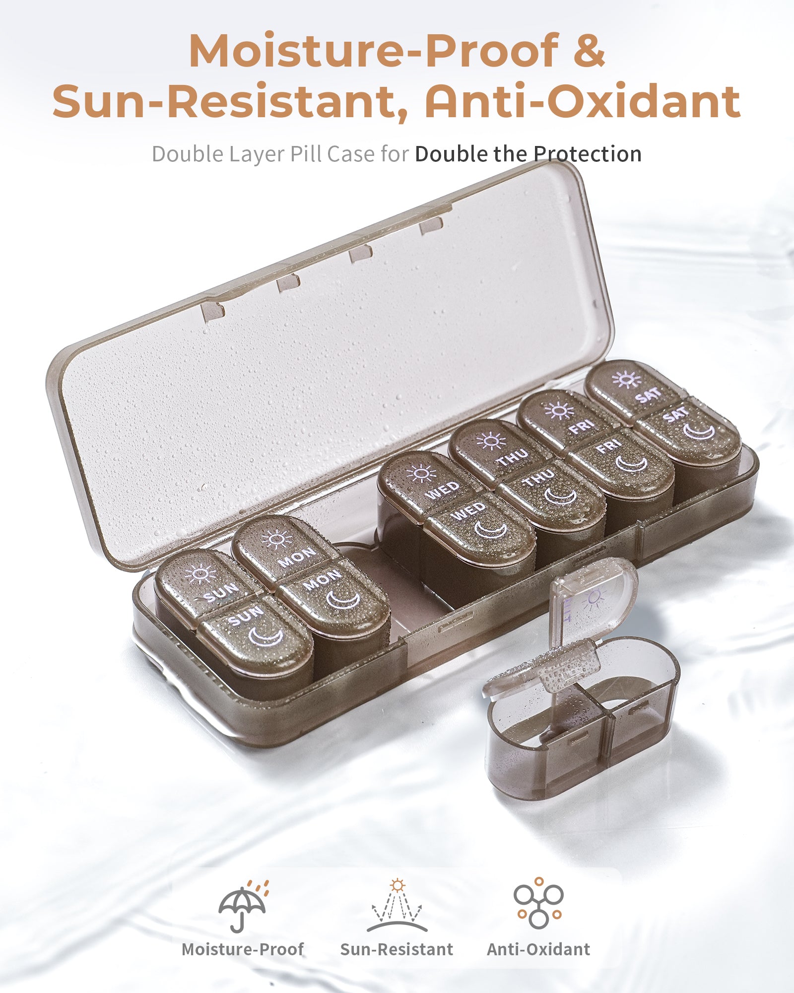 Pillex Weekly Pill Organizer 2 Times a Day, 7-Day AM PM Pill Box, Travel Pill Case, Medicine Pill Organizer for Fish Oils, Vitamins & Supplements