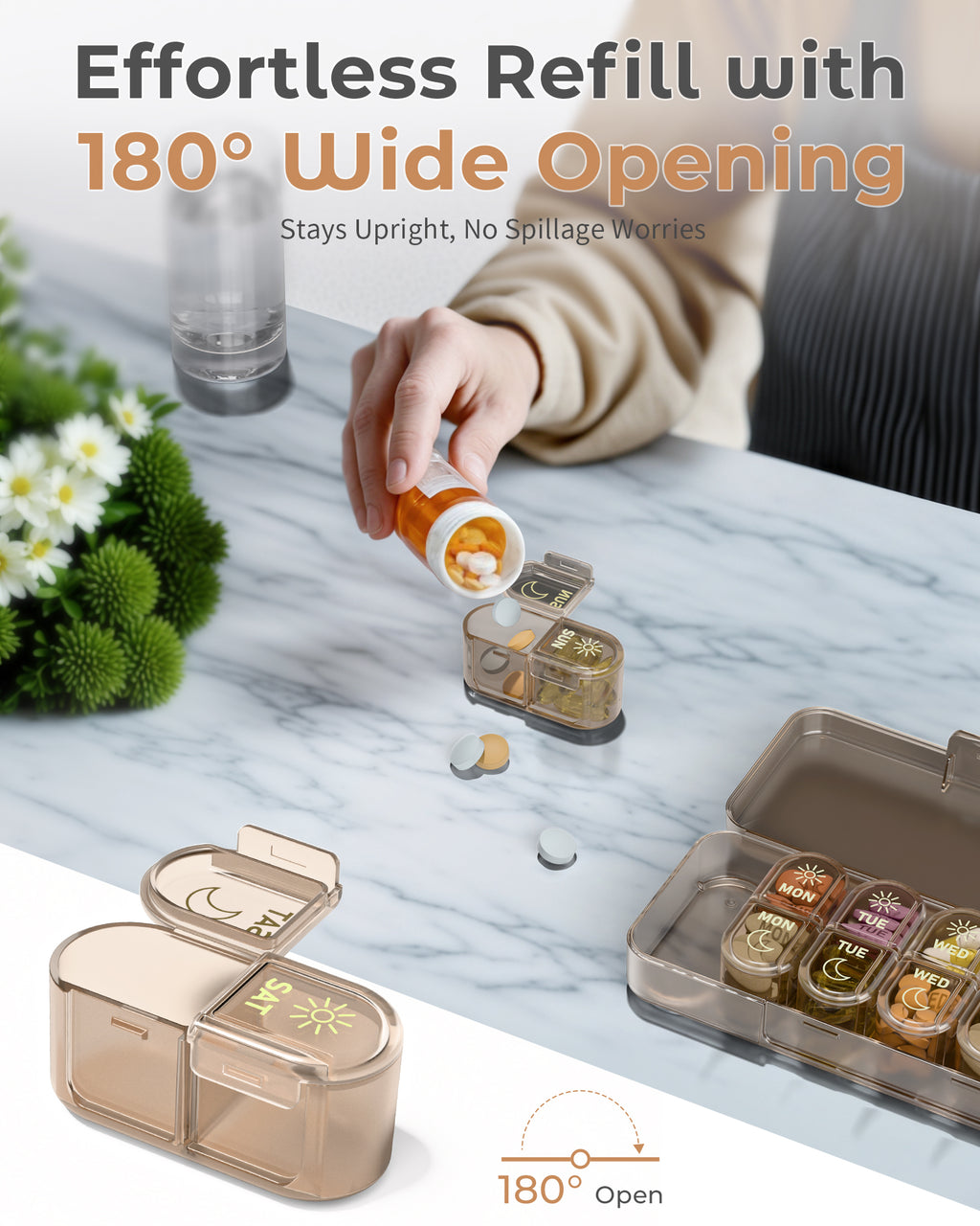 Pillex Weekly Pill Organizer 2 Times a Day, 7-Day AM PM Pill Box, Travel Pill Case, Medicine Pill Organizer for Fish Oils, Vitamins & Supplements