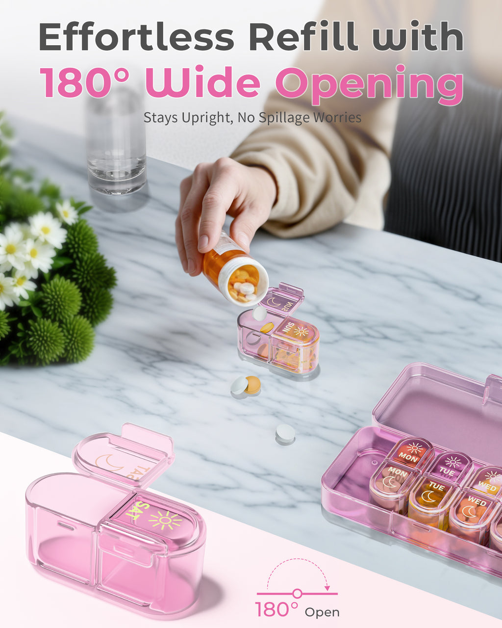 Pillex Pill Organizer 2 Times a Day, AM PM Pill Organizer 7 Day, Weekly Pill Box 2 Twice a Day, Travel Pill Case 7 Days, Medicine Organizer for Medication, Vitamins, Fish Oils, Supplements