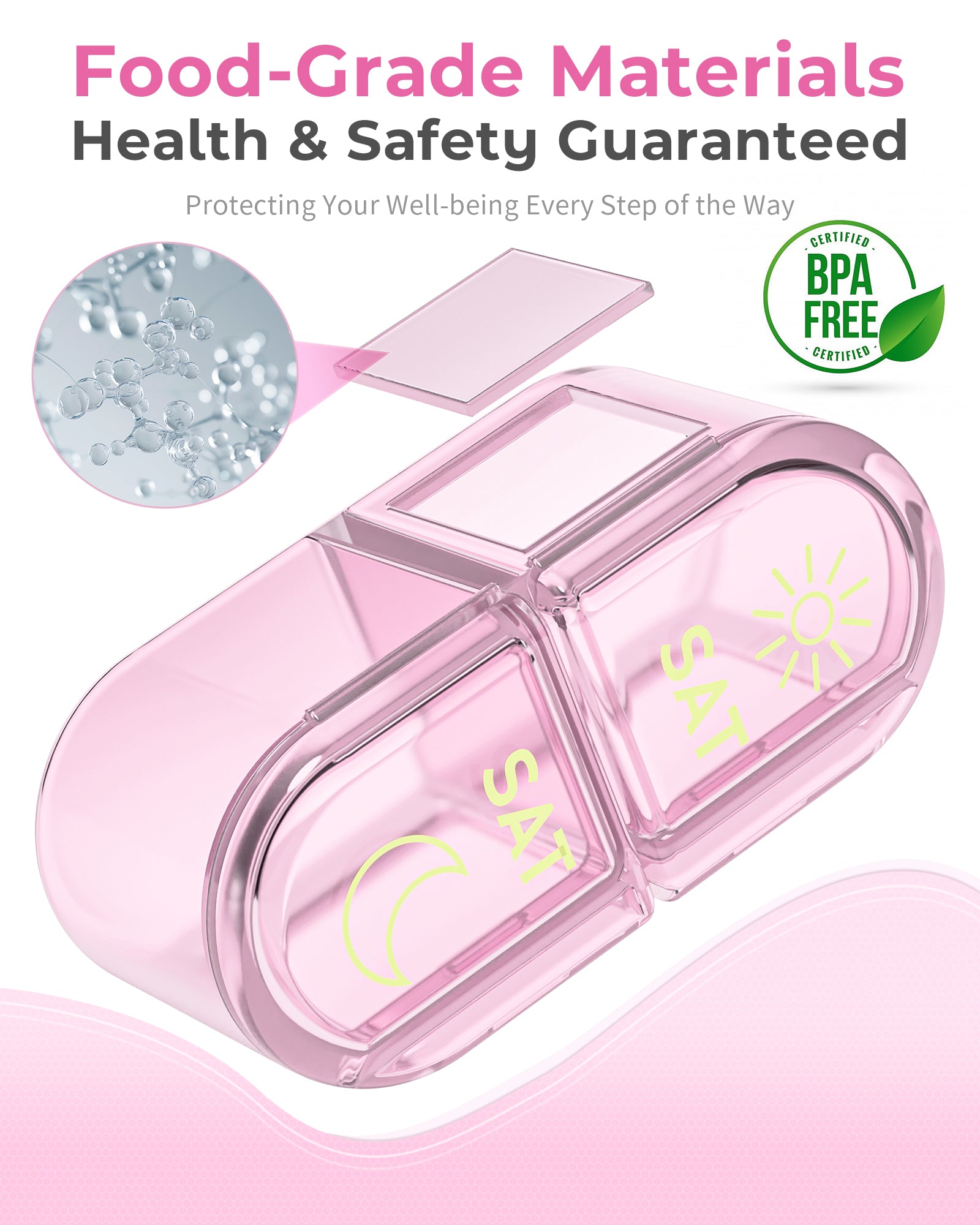 Pillex Pill Organizer 2 Times a Day, AM PM Pill Organizer 7 Day, Weekly Pill Box 2 Twice a Day, Travel Pill Case 7 Days, Medicine Organizer for Medication, Vitamins, Fish Oils, Supplements